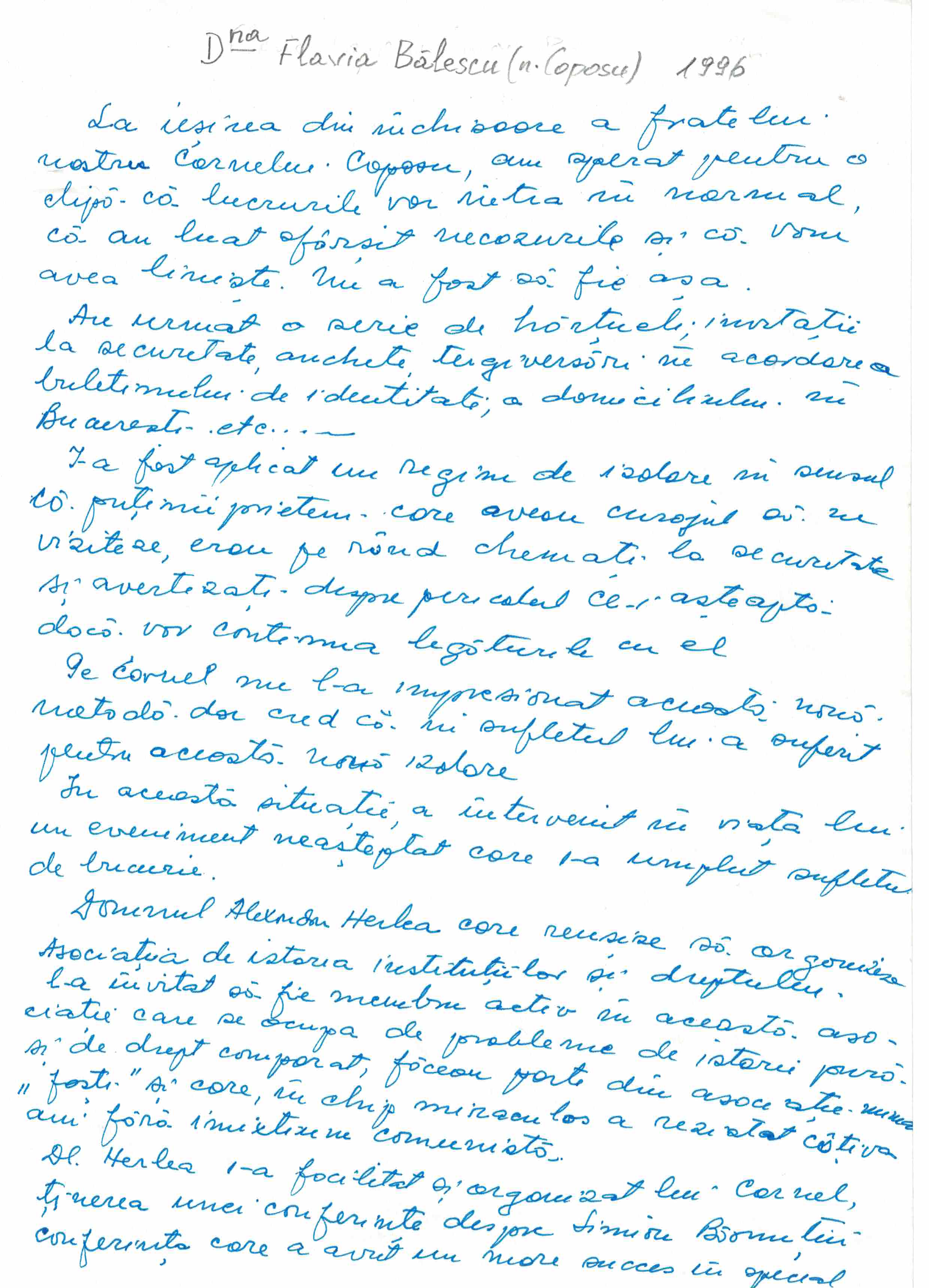 Corneliu Coposu scrisoara Flavia Balescu p1 1996